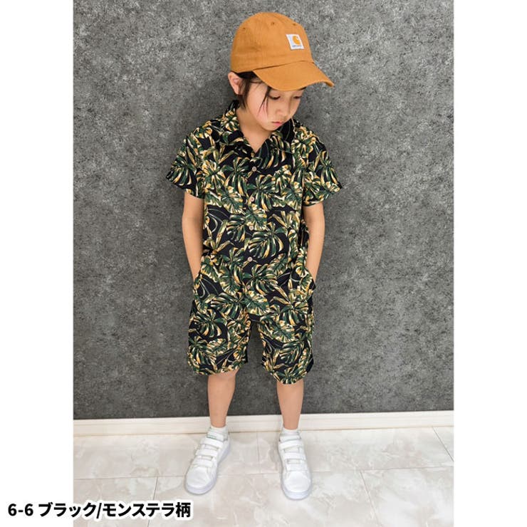 接触冷感 アロハセットアップ キッズ[品番：ZONK0007030]｜ZI-ON