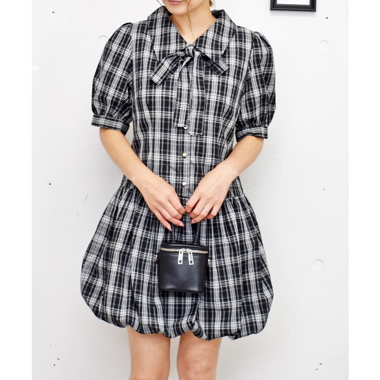 チェックバルーンワンピース[品番：TRNW0001863]｜FUN（ファン）の