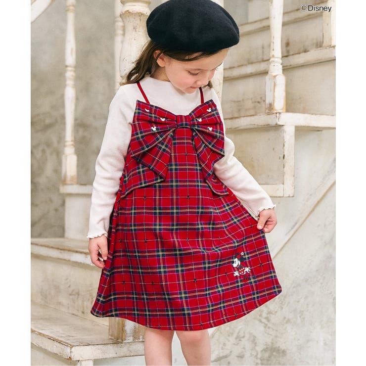 リンク】ディズニーキャラクターリボンキャミドッキングワンピ[品番