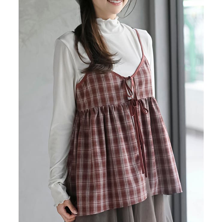 フロントリボンチェックキャミソール[品番：RPSW0004032]｜rps（アール