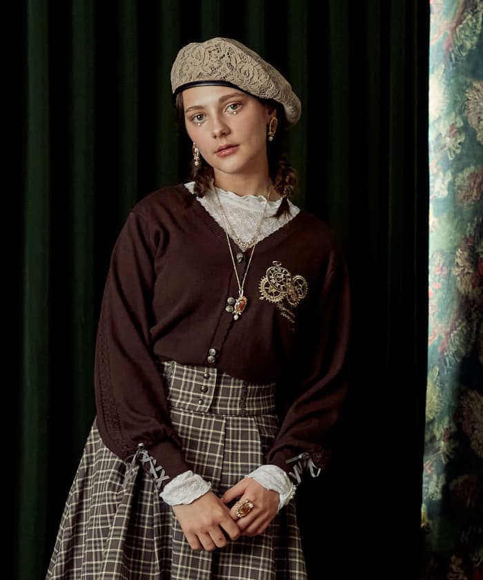 時計×歯車刺繍ニットCD[品番：IGAW0004020]｜axes femme（アクシーズ