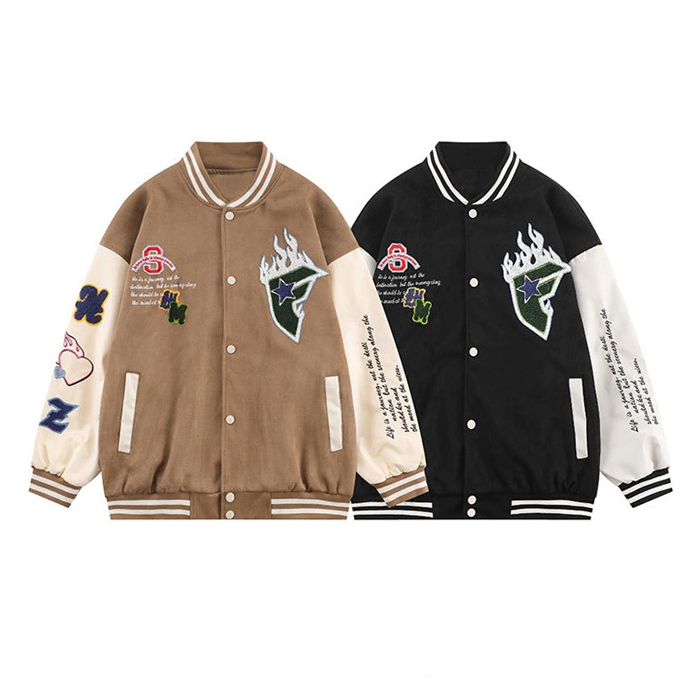 HOOK】ユニセックスアメカジワッペン刺繍スタジャンジャケット