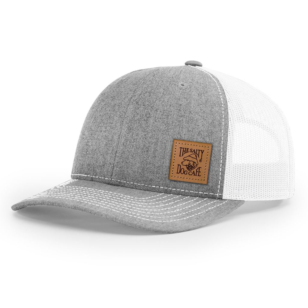 Trucker - Leather Patch, Heather Gray/White, Adult - Salty Dog T