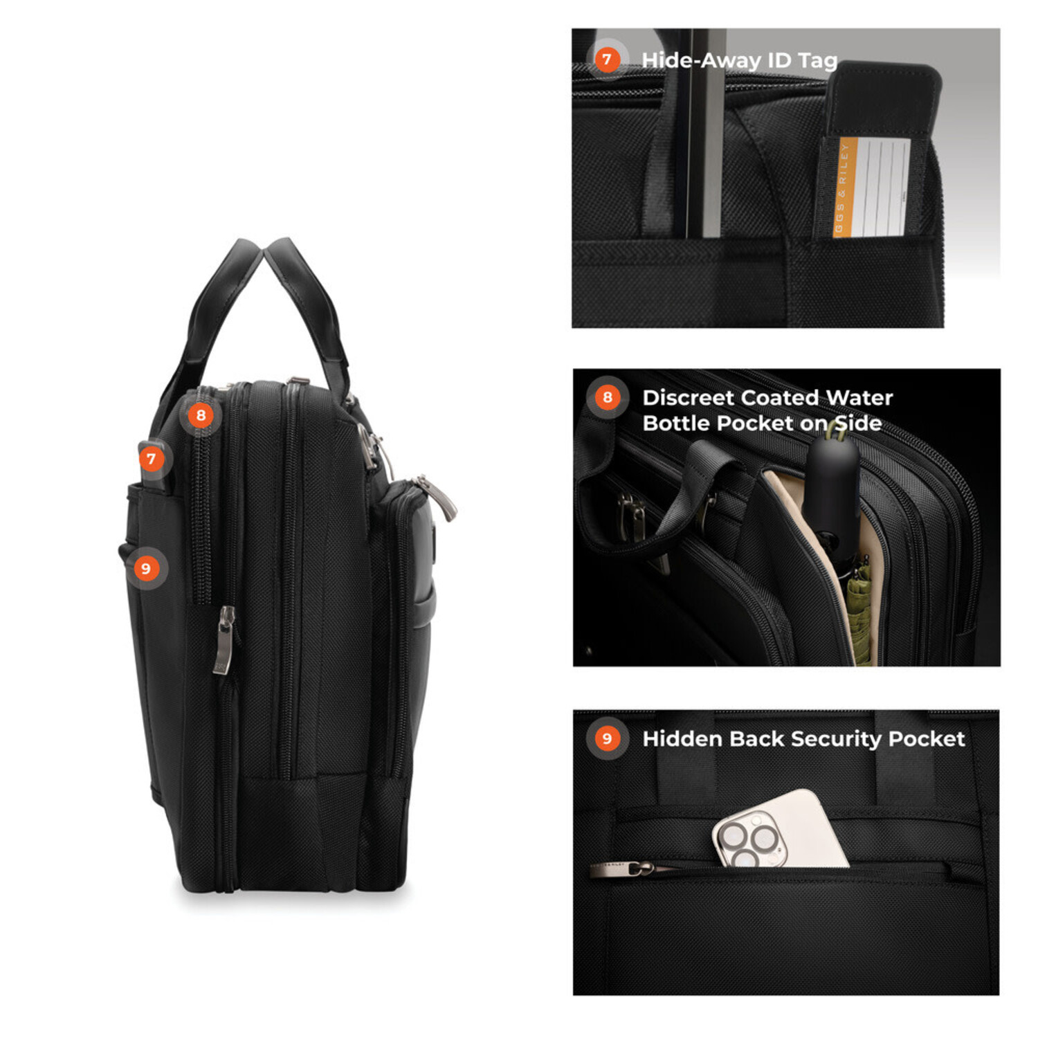 Briggs & Riley Medium Expandable Brief - Black - Just Bags Luggage