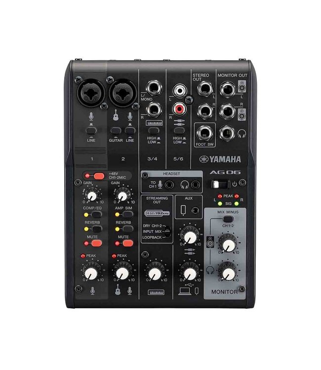 YAMAHA AG06 6-CHANNEL MIXER & USB AUDIO INTERFACE BLACK - Roxy Music