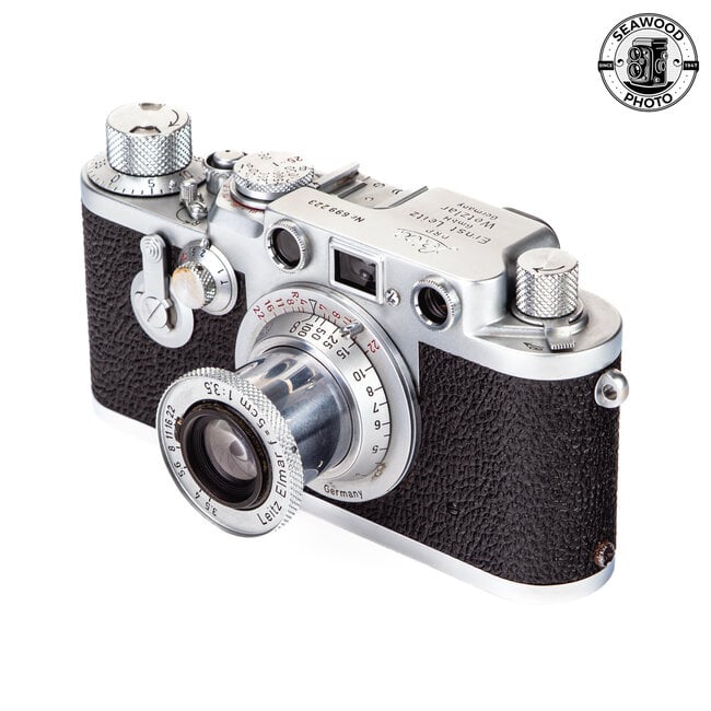 Leica IIIf Rangefinder Camera w/Collapsible 50mm Leitz Elmar GOOD+