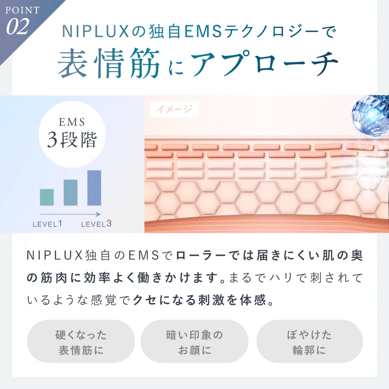NIPLUX公式店】BEROLA│左右対称リフトケア｜Y字開閉型美顔ローラー