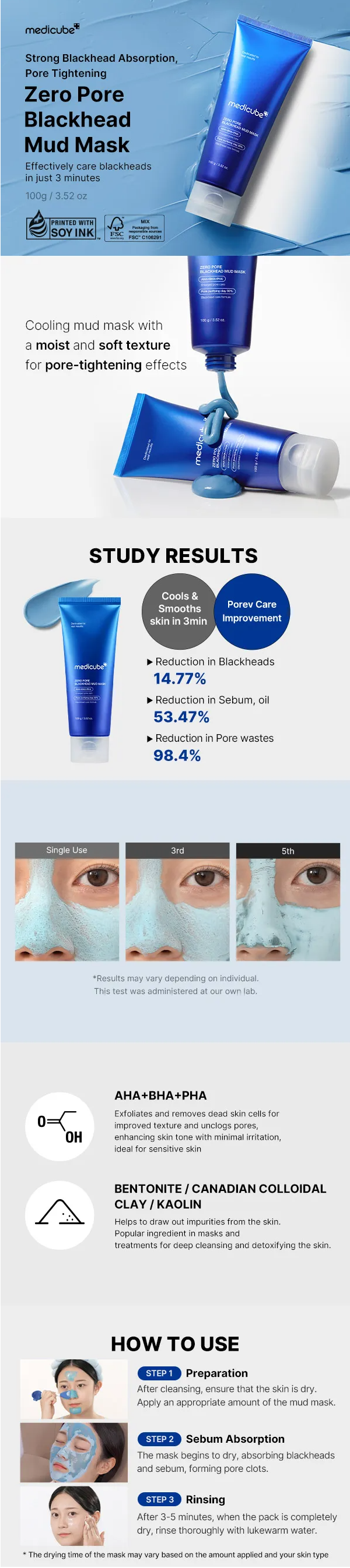 Medicube] Zero Pore Blackhead Mud Mask 100ml – MOIDA