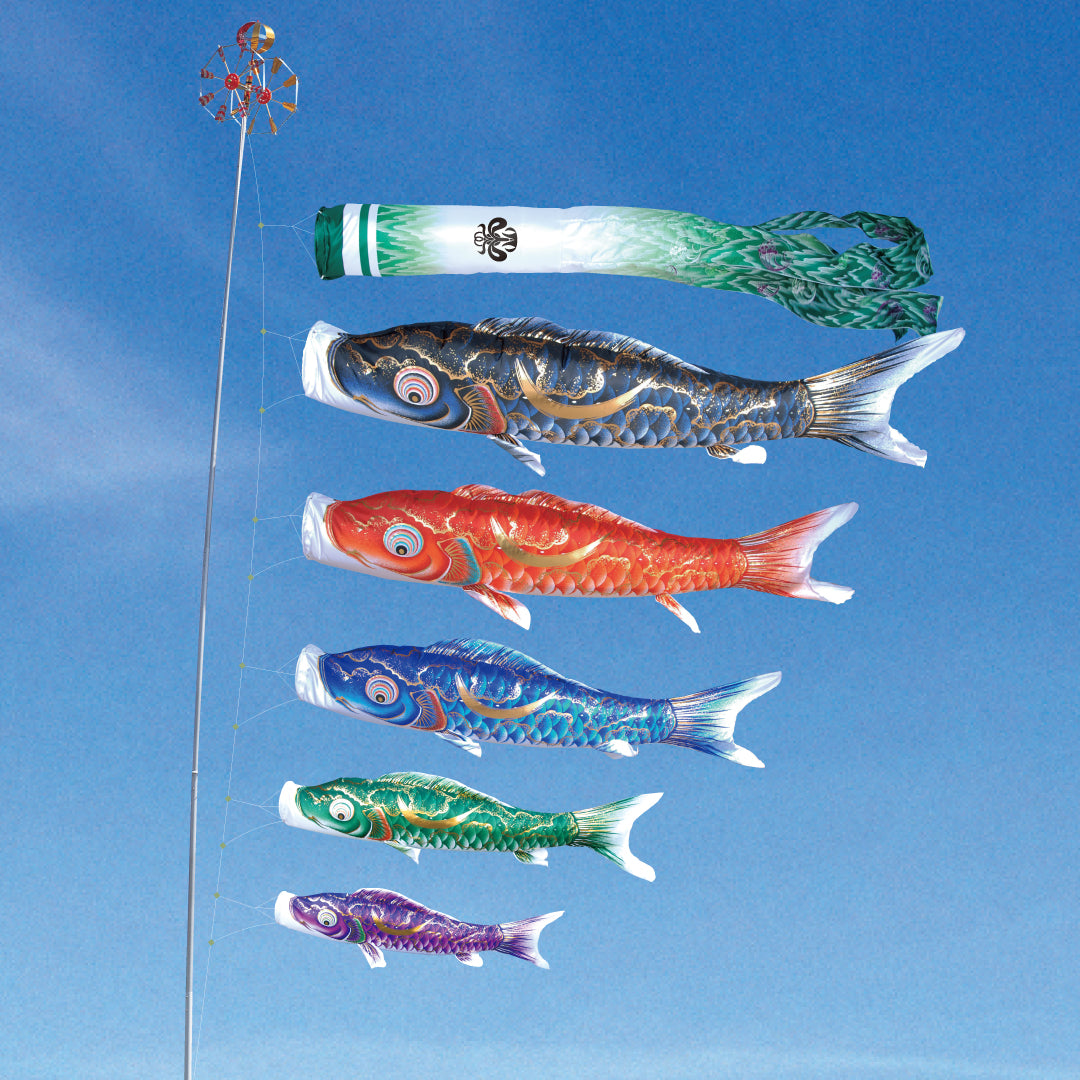 青鯉 金彩弦月之鯉【豪】単品鯉のぼり – 晴れと暮らす