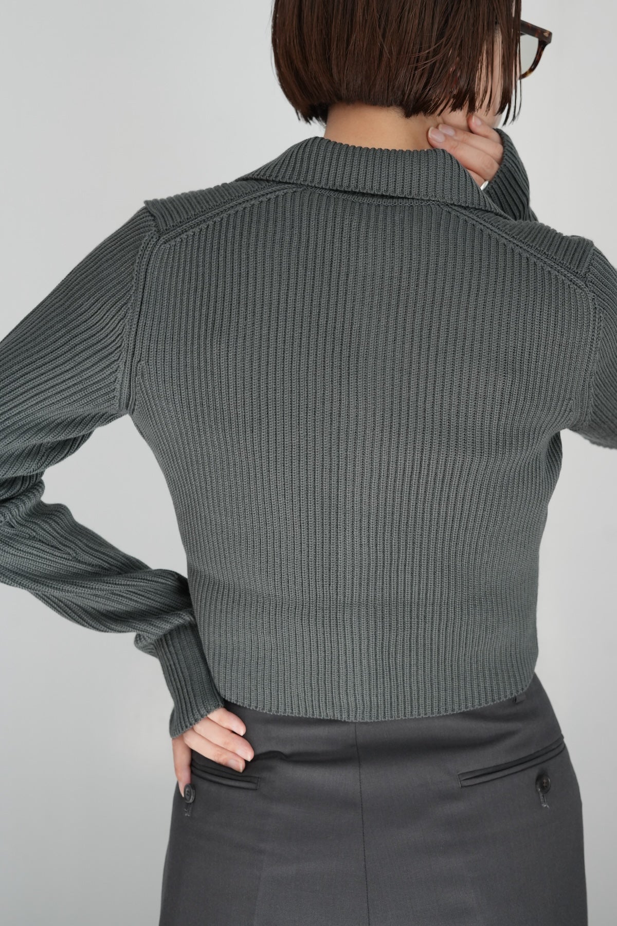 AURALEE SUPER FINE WOOL SOFT RIB KNIT CROPPED SHIRT CARDIGAN – Chum!