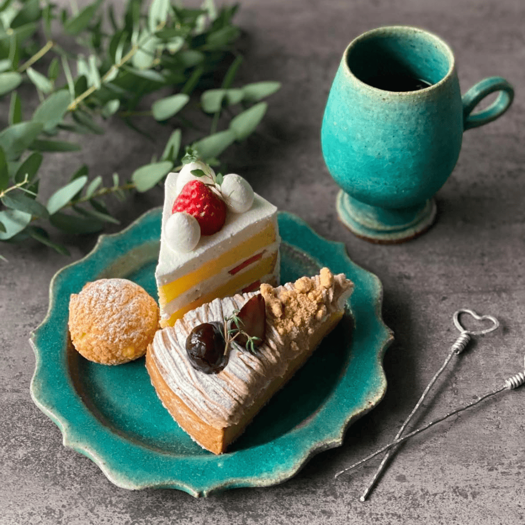 リムプレート8寸 青｜藤原純（信楽焼 陶器） – nokaze｜陶器、和食器