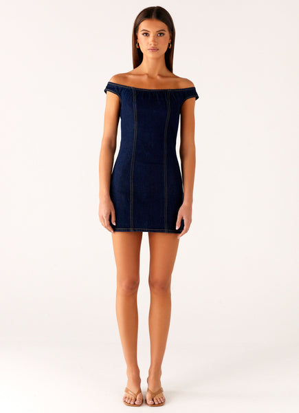 Georgina Denim Mini Dress - Blue – Peppermayo US