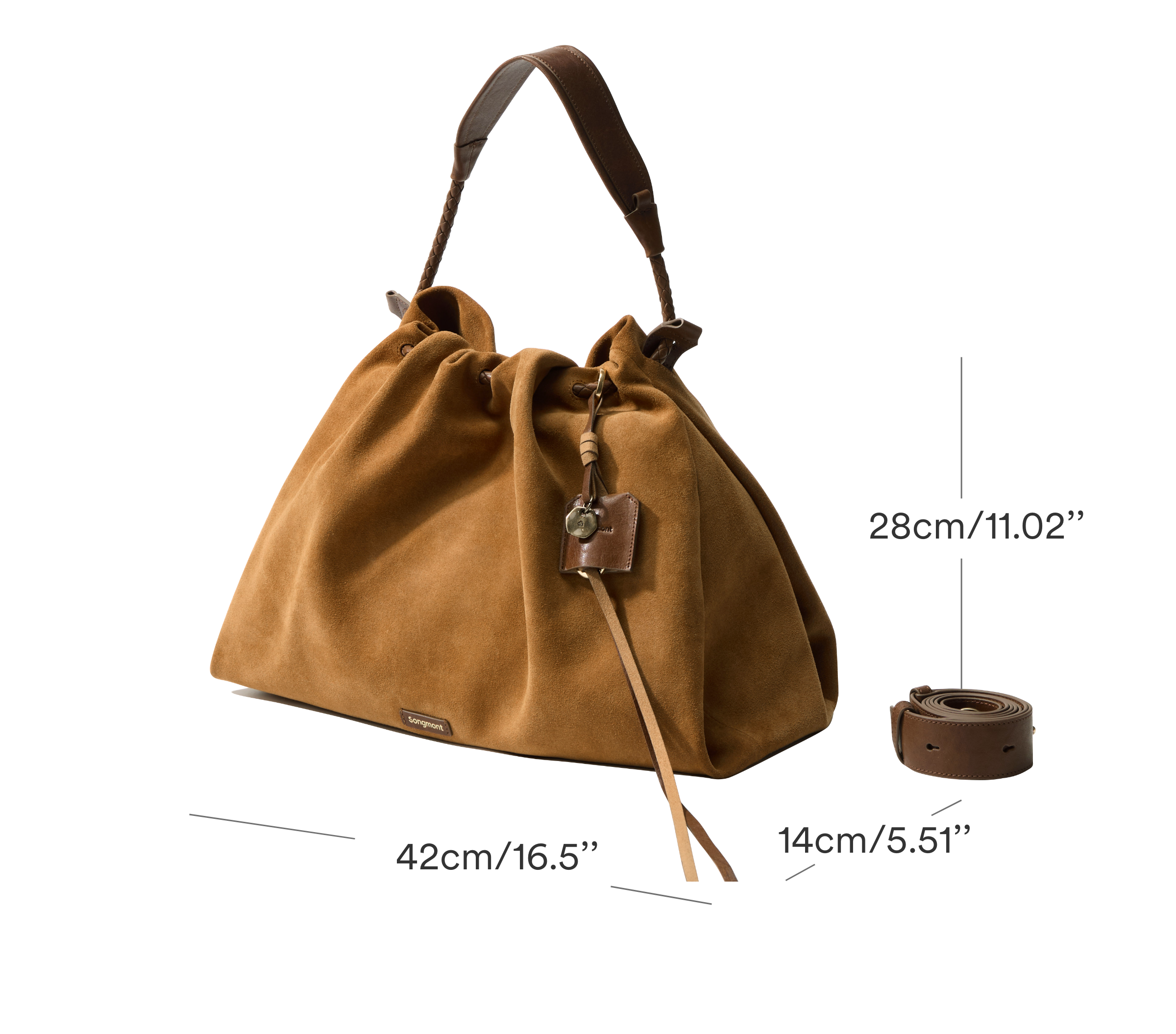 Medium Gather Suede Bag | Drawstring Leather Tote – Songmont
