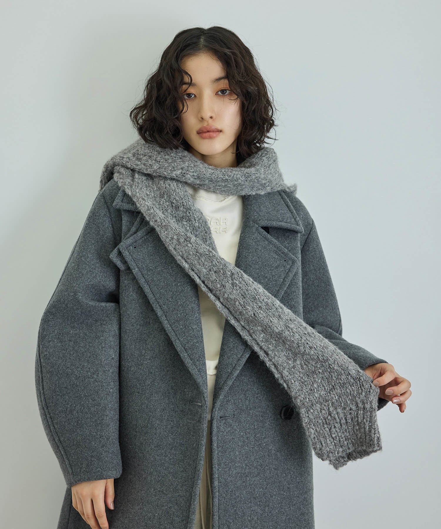 店舗在庫 - スラブフードマフラー - グレー系 (09) - F ｜J'aDoRe JUN