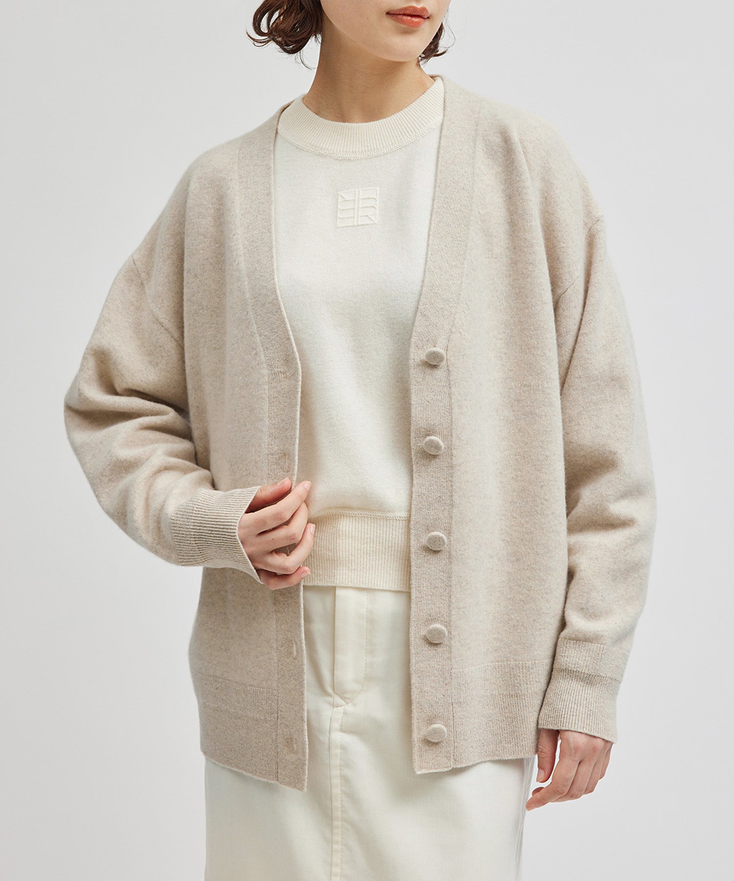 店舗在庫 - ウールカシミヤVネックカーディガン - ベージュ (27) - F