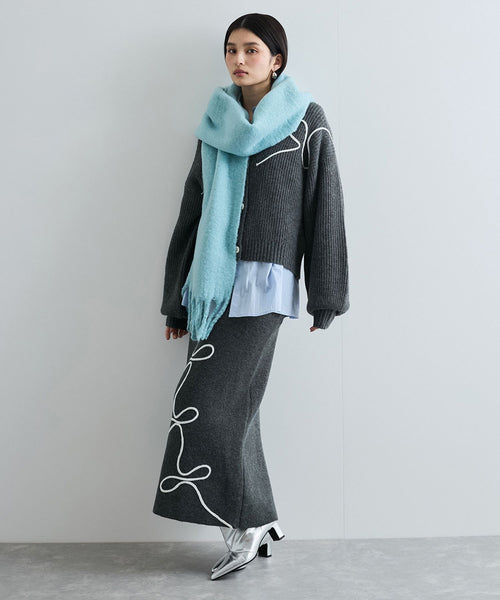 VIS(ビス) / 【WEB限定】リボンコード刺繍ニットスカート