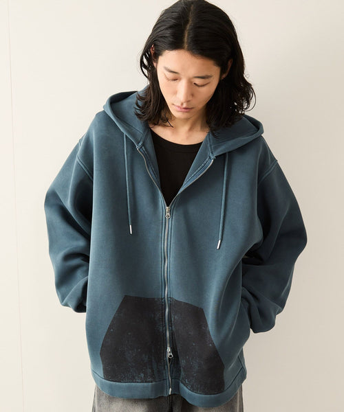 JUNRED(ジュンレッド) / エアリーピグメントクルーフルジップパーカー