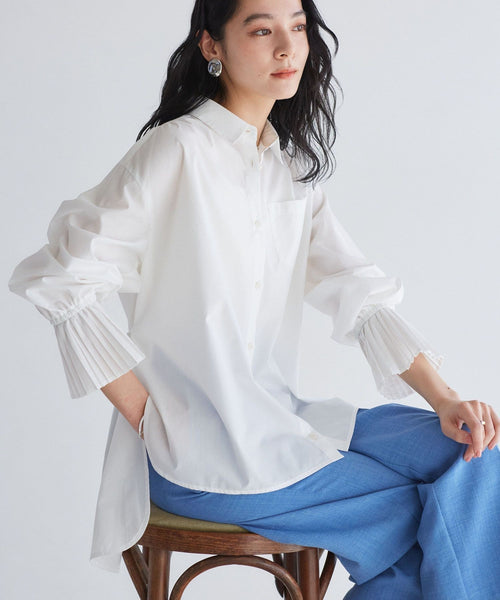VIS(ビス) / 【洗える】プリーツスリーブフレアーシャツ (トップス