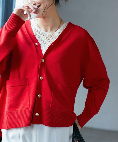 ROPÉ PICNIC(ロペピクニック) / シルク混Vネック金ボタンニット