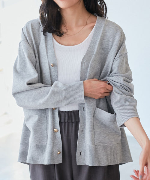 ROPÉ PICNIC(ロペピクニック) / シルク混Vネック金ボタンニット