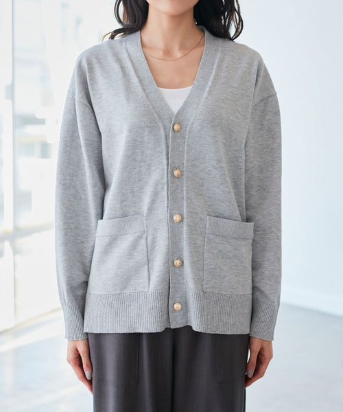 ROPÉ PICNIC(ロペピクニック) / シルク混Vネック金ボタンニット