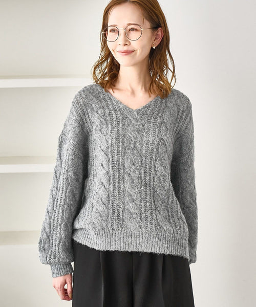 ROPÉ PICNIC(ロペピクニック) / ゆるケーブル編みVネックニット