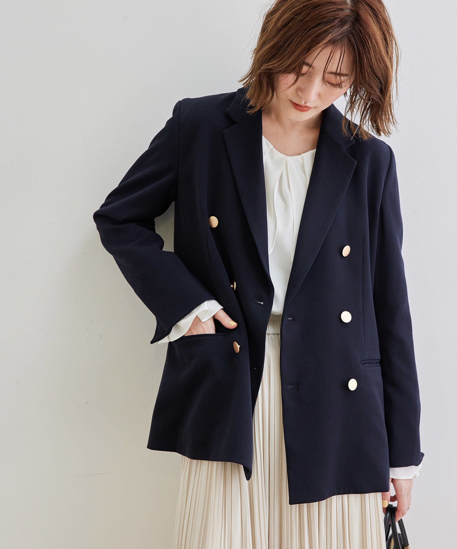 店舗在庫 - ゴールドボタンダブルジャケット - ネイビー (40) - 40 ｜J
