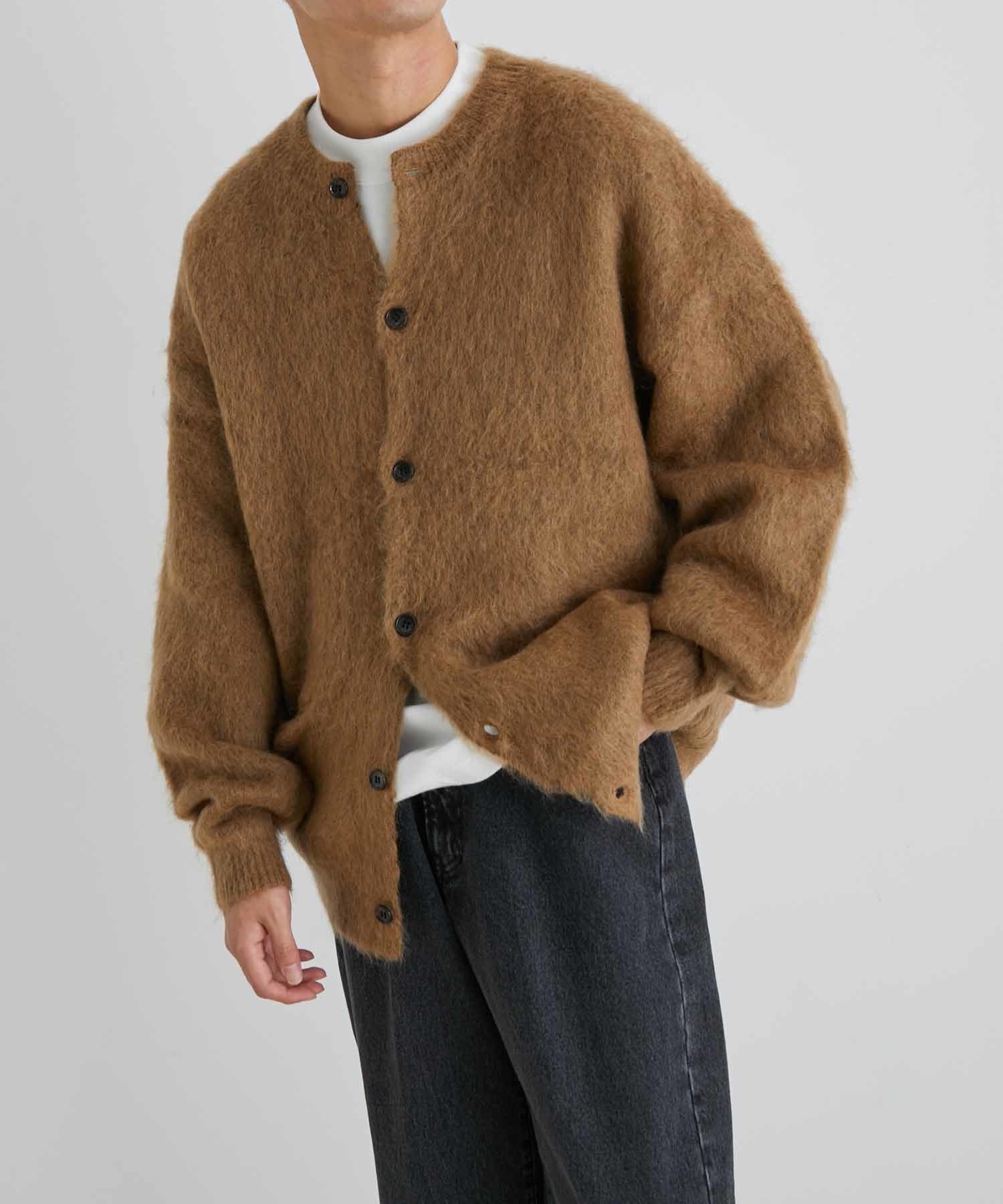 店舗在庫 - モヘアミックス オーバーサイズ クルーネックカーディガン