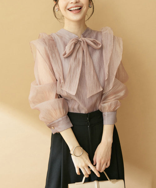 VIS(ビス) / 【洗える】【前後2WAY】シアーボウタイリボンブラウス
