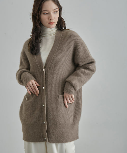 ROPÉ(ロペ) / フォックスウール片畦パールボタンカーディガン