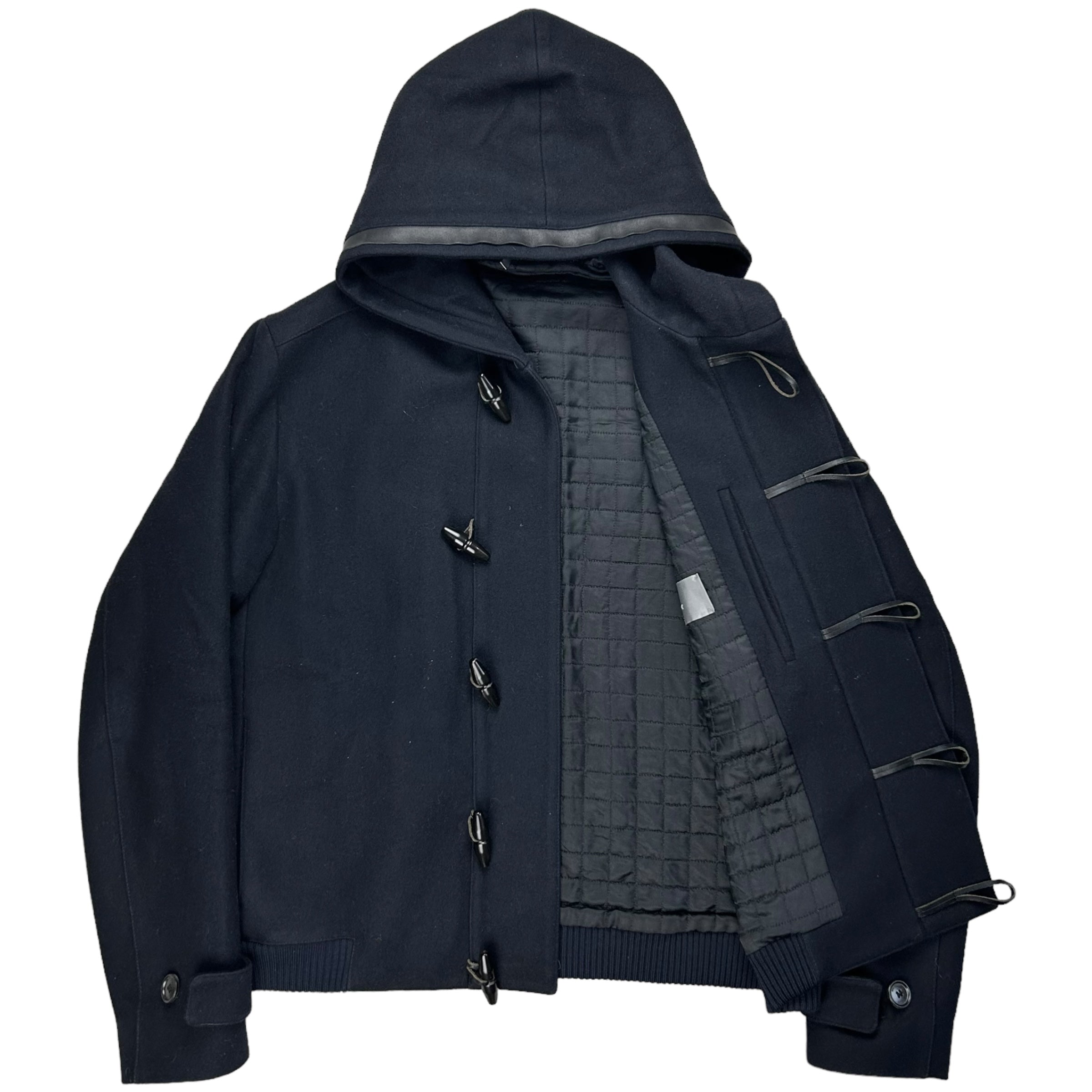 Vertical Rags - Dior Homme Leather Trimmed Hooded Duffle Jacket