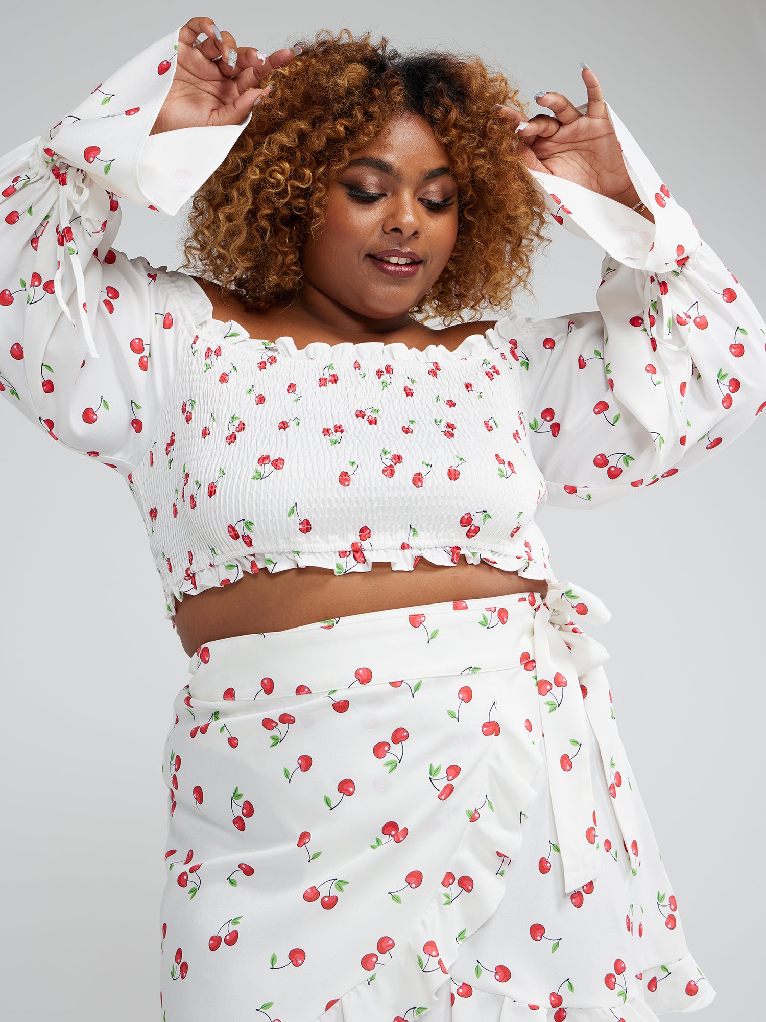 Plus Size Tatiana Off The Shoulder Cherry Print Top | Fashion to