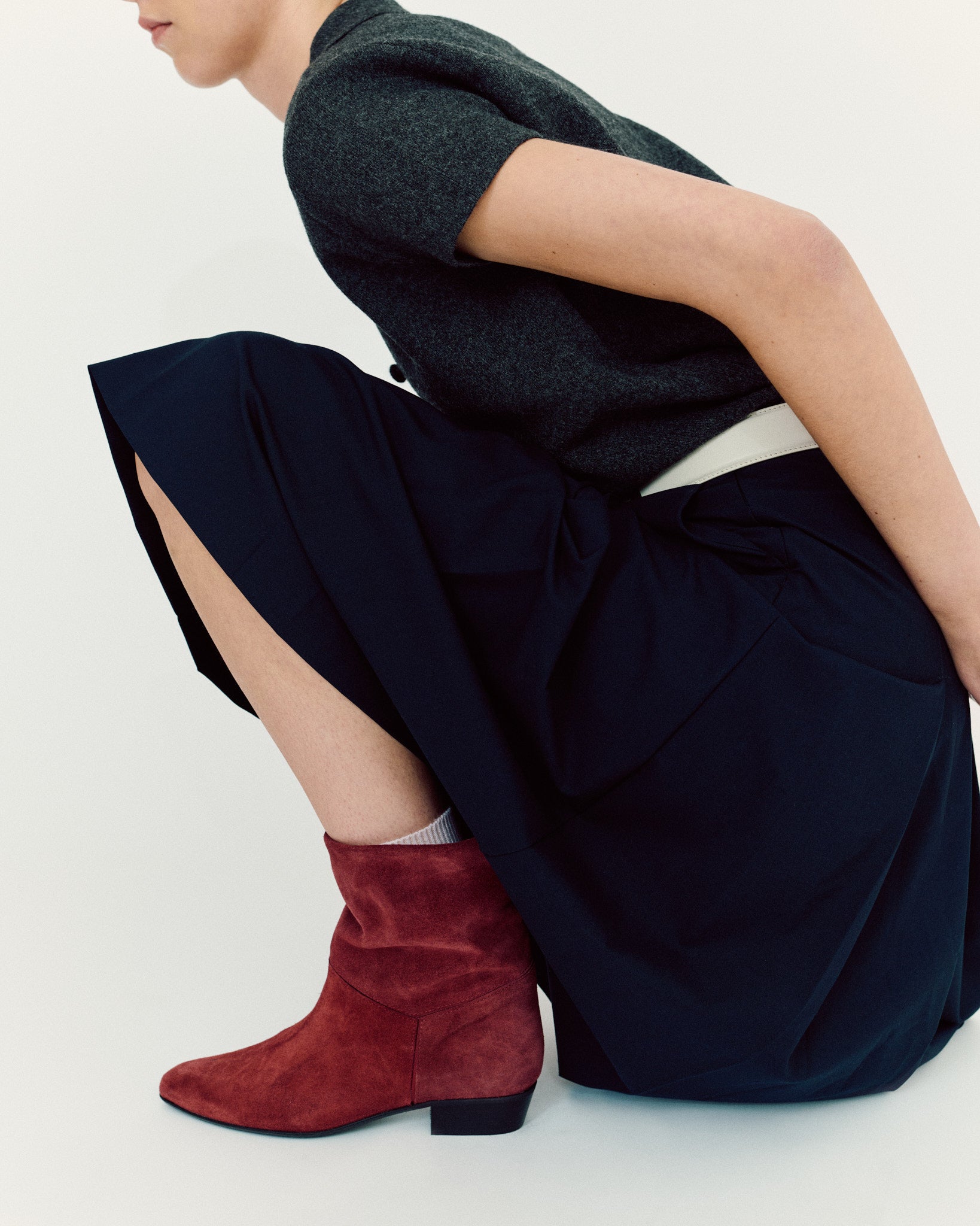 Jassi 20 Calf suede & sleek leather Cinnamon & dark taupe