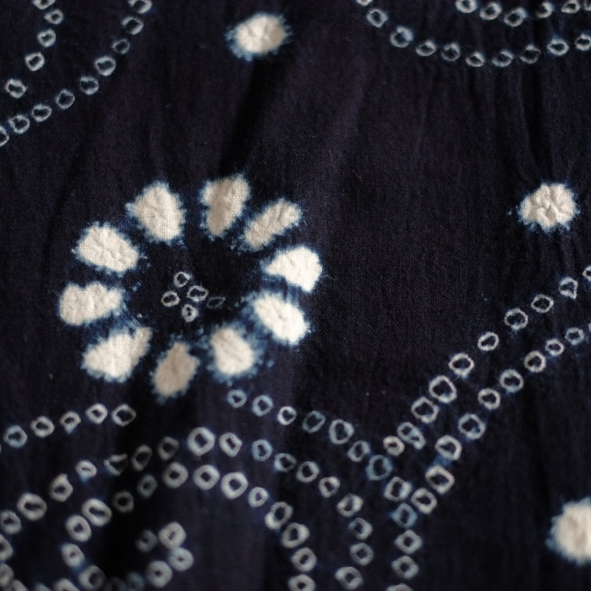 時代 浅舞・横手絞り 藍染木綿着物 仕付糸付（明治期頃） – 逢季荘