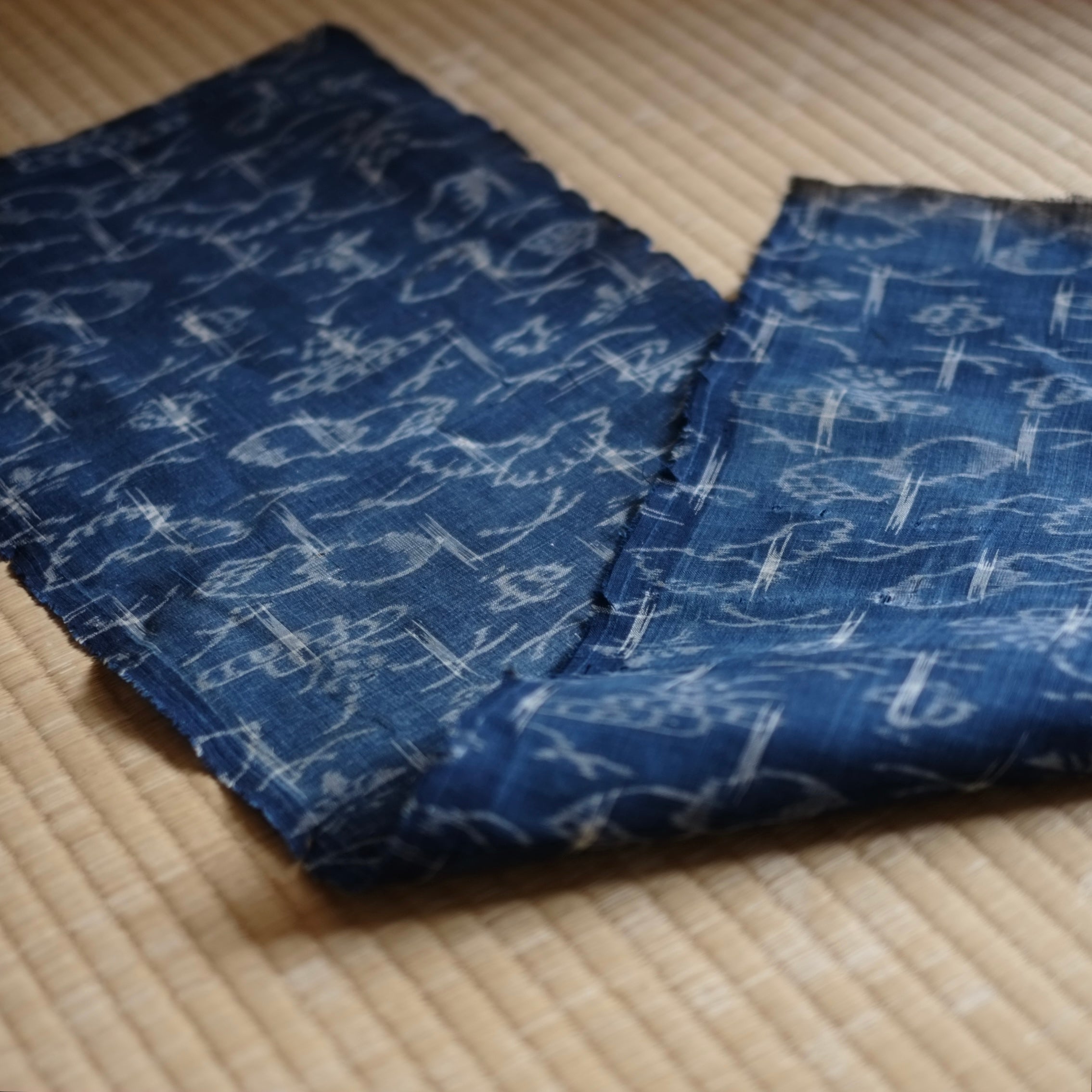時代 藍染 絵絣 苧麻上布 古布 （明治-大正時代） – 逢季荘