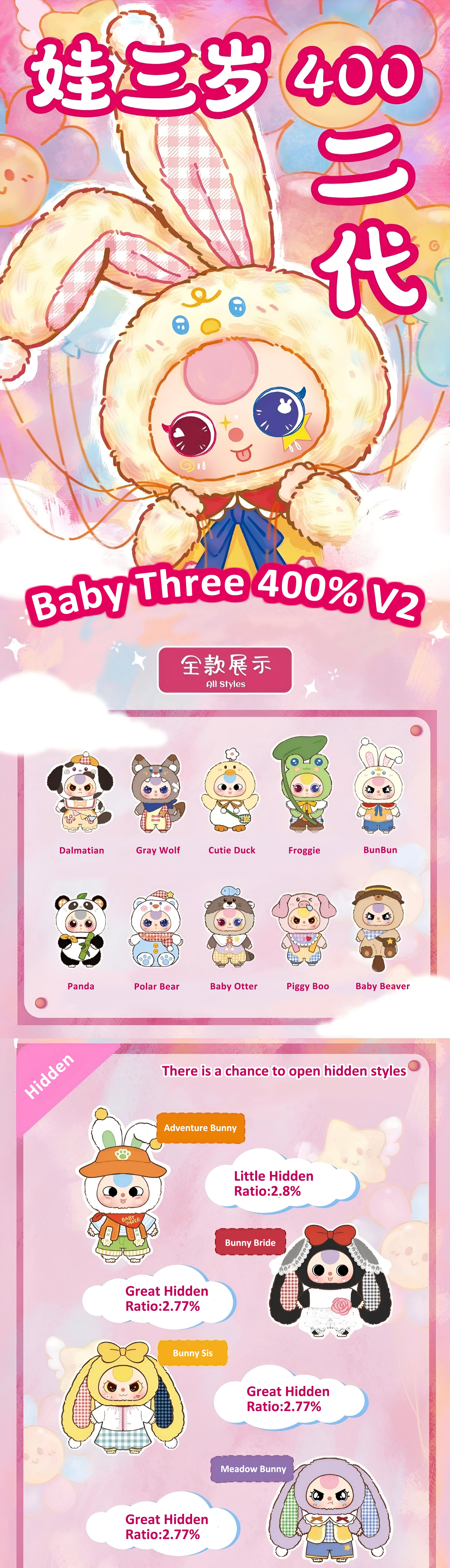 Baby Three 400% V2 Plush Series Blind Box