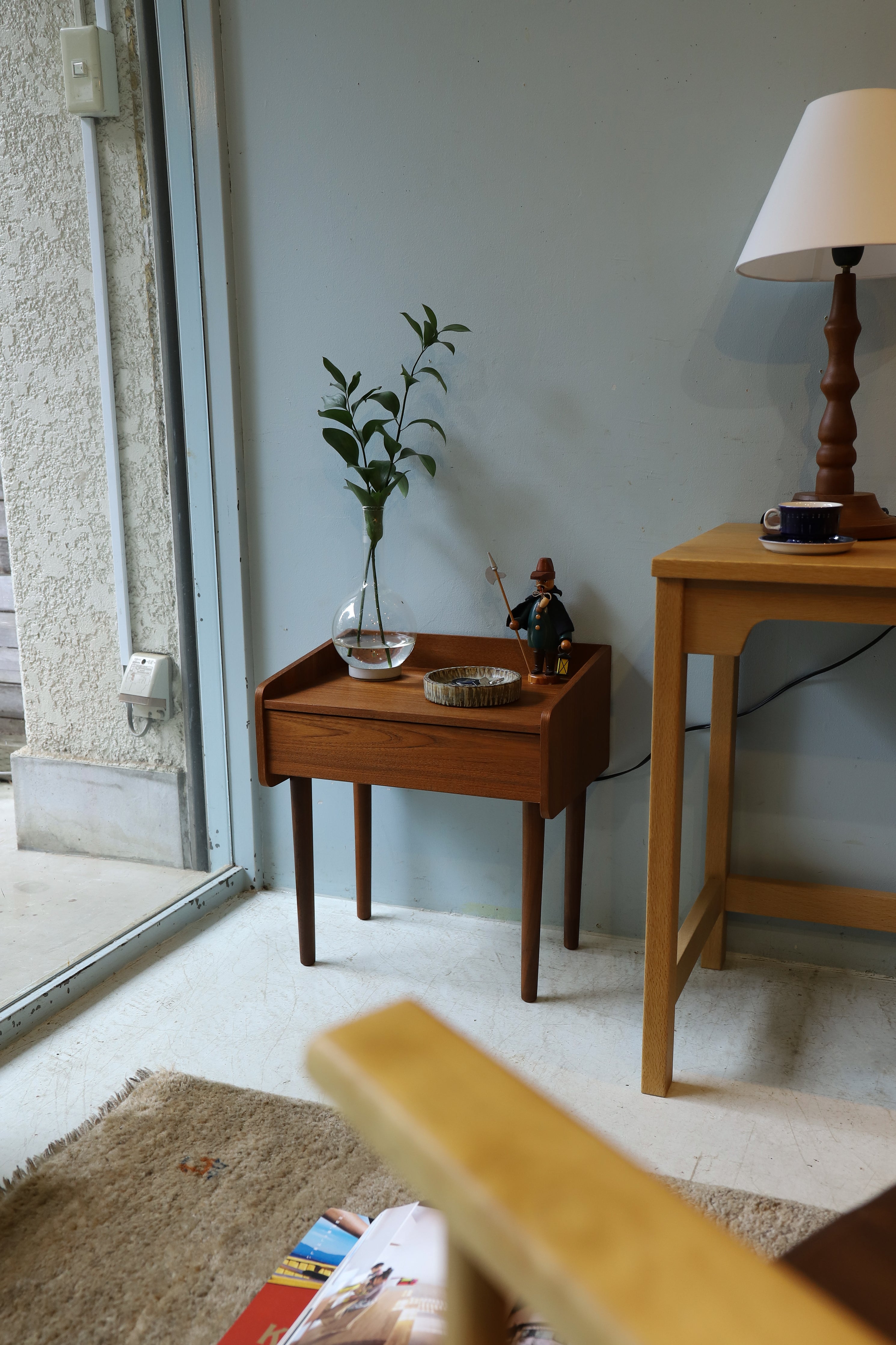 デンマークヴィンテージ ナイトテーブル サイドテーブル チーク材 北欧