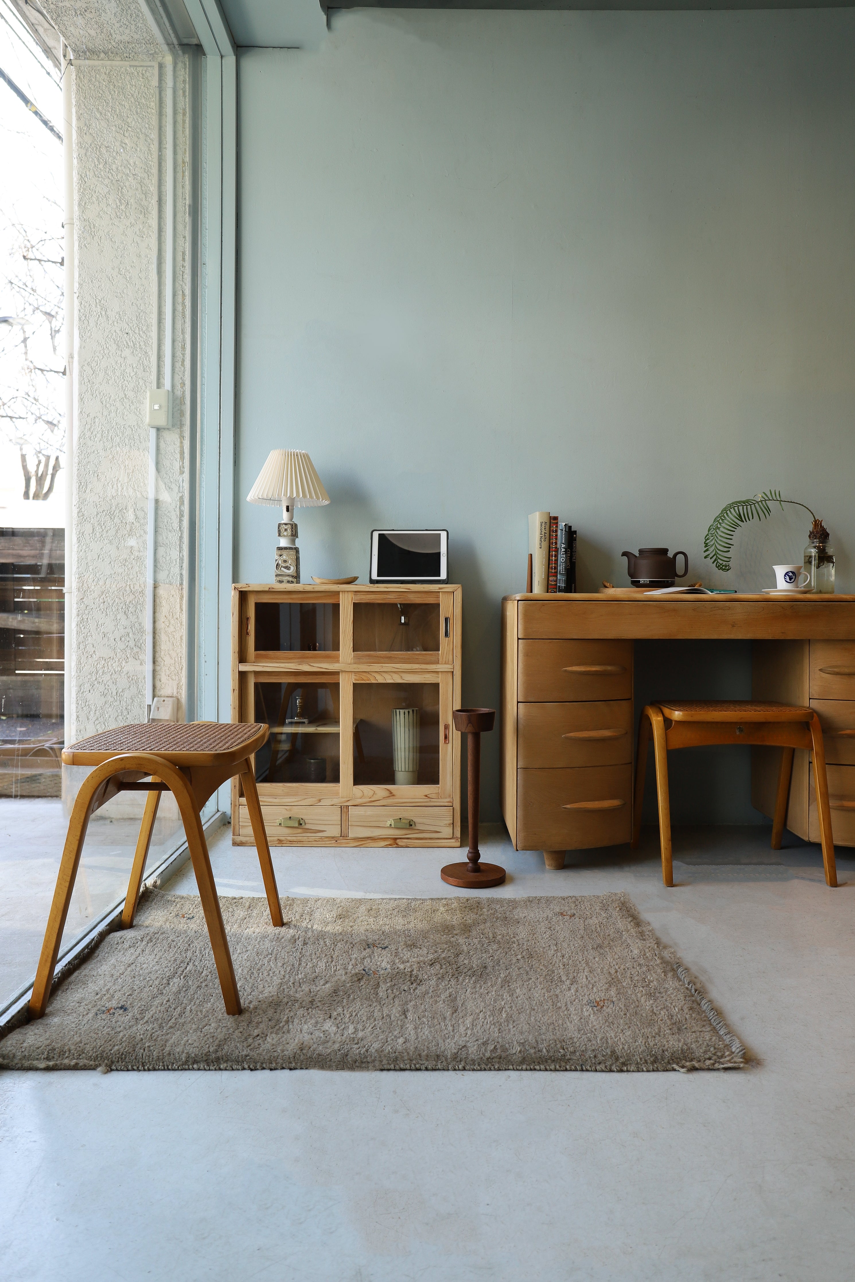 秋田木工 スタッキングスツール ラタン 剣持勇 ジャパニーズモダン