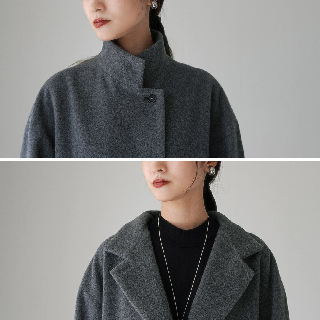 mizuiro ind（ミズイロインド） ウールブレンド スタンドカラー コート