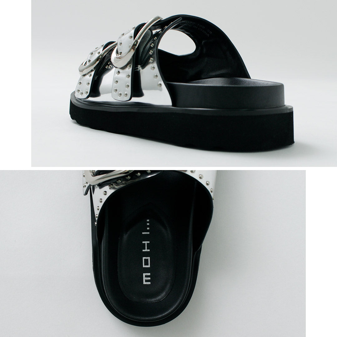 MOHI（モヒ） スタッズ ミラーサンダル / レディース フラット 牛革 本