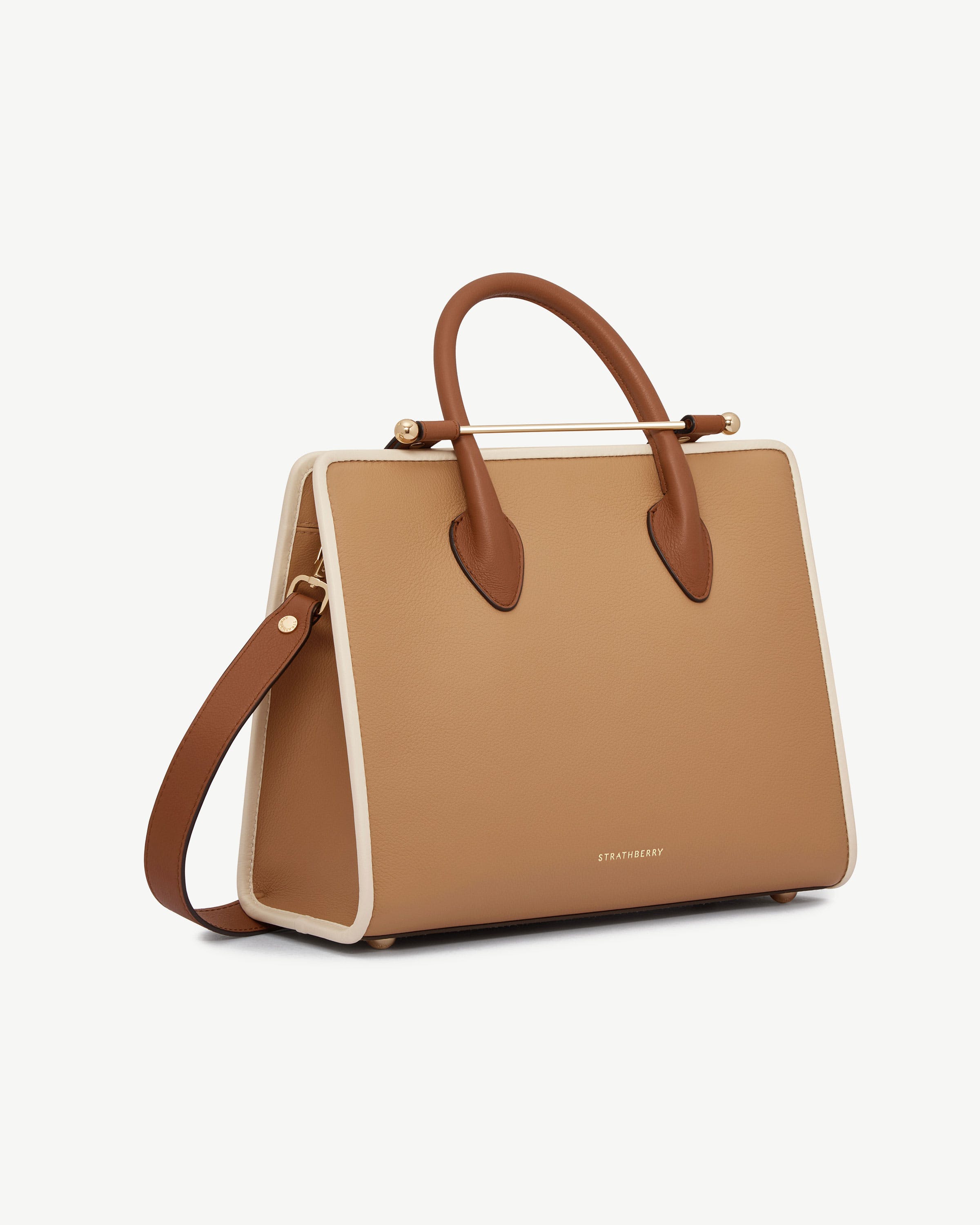 Strathberry - Midi Tote - Top Handle Leather Tote Bag - Caramel