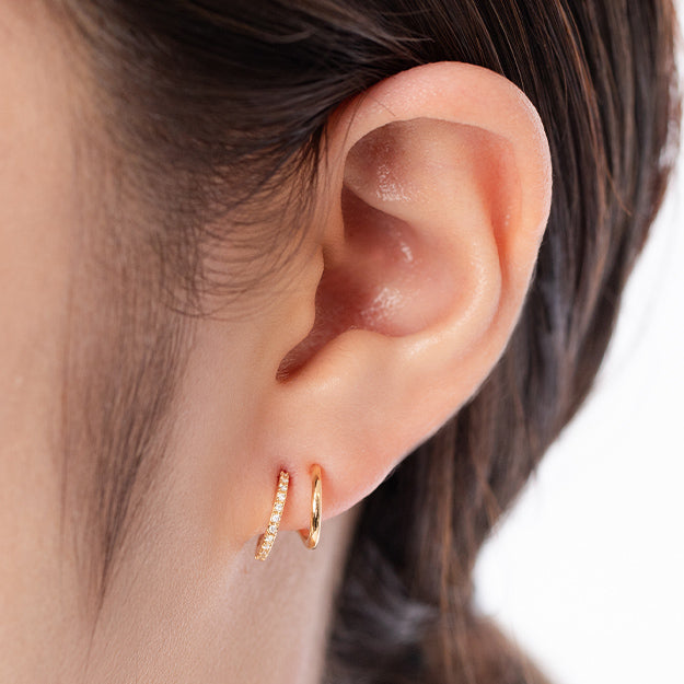 K18/Pt「ダブルフープ・ミラ」ピアス(片耳用)｜【オレフィーチェ】Orefice