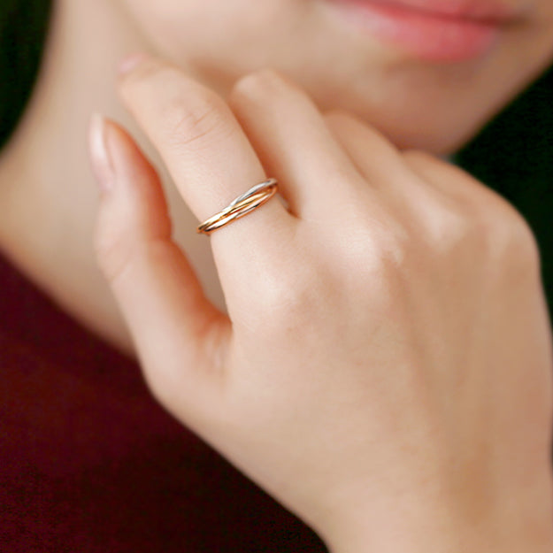 K18/Pt「3連トニア」リング ープラチナ｜【オレフィーチェ】Orefice