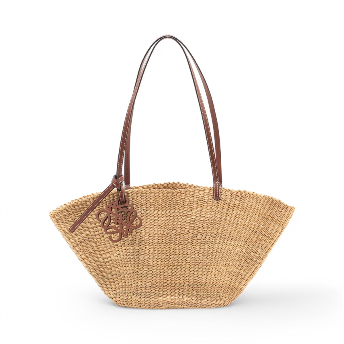 LOEWE かごバッグ スモール バスケット ストロー レザー