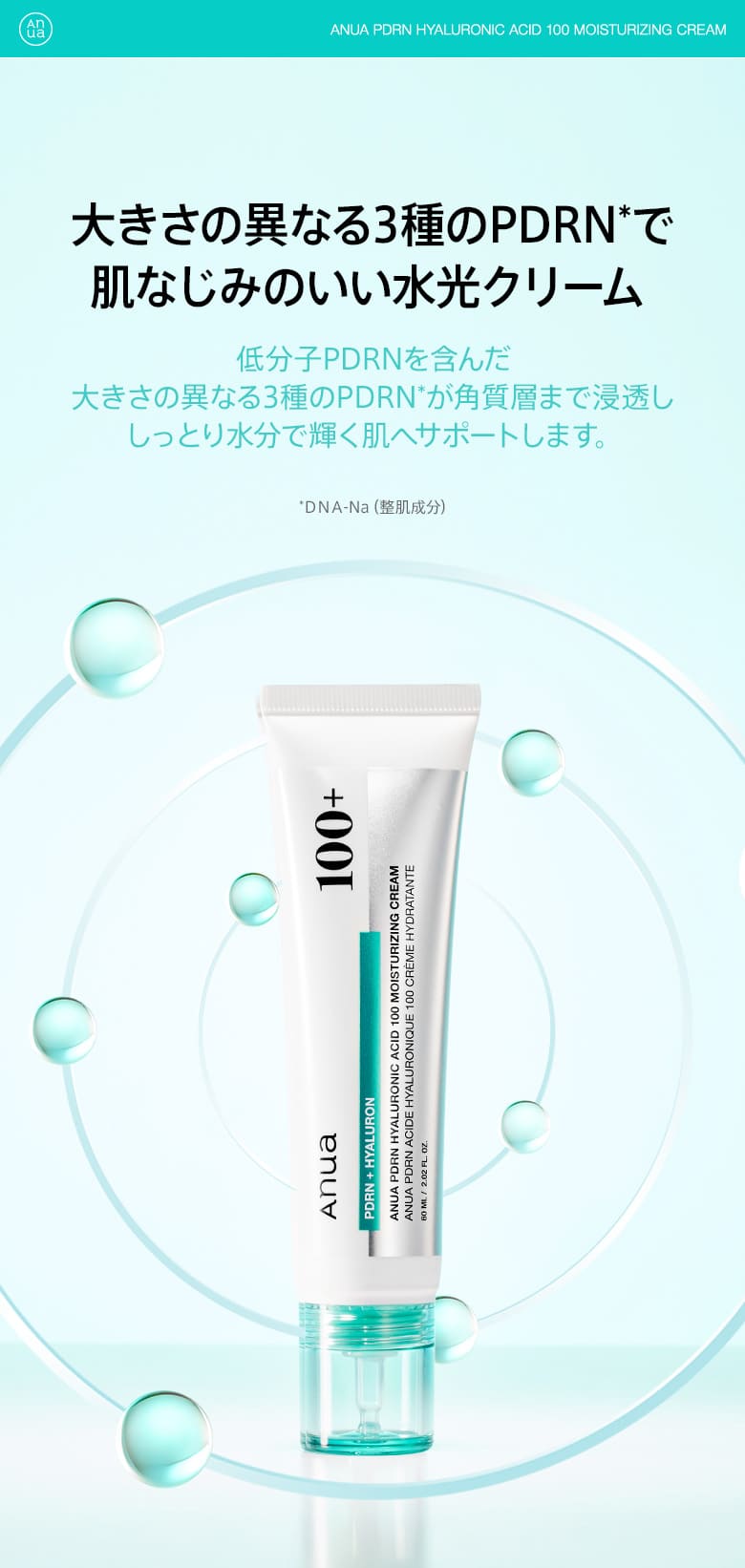 PDRNヒアルロン酸100モイスチャライジングクリーム 60ml | アヌア Anua