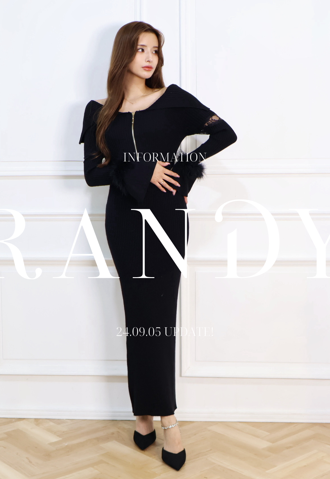 Off shoulder fur sleeve dress – Randy