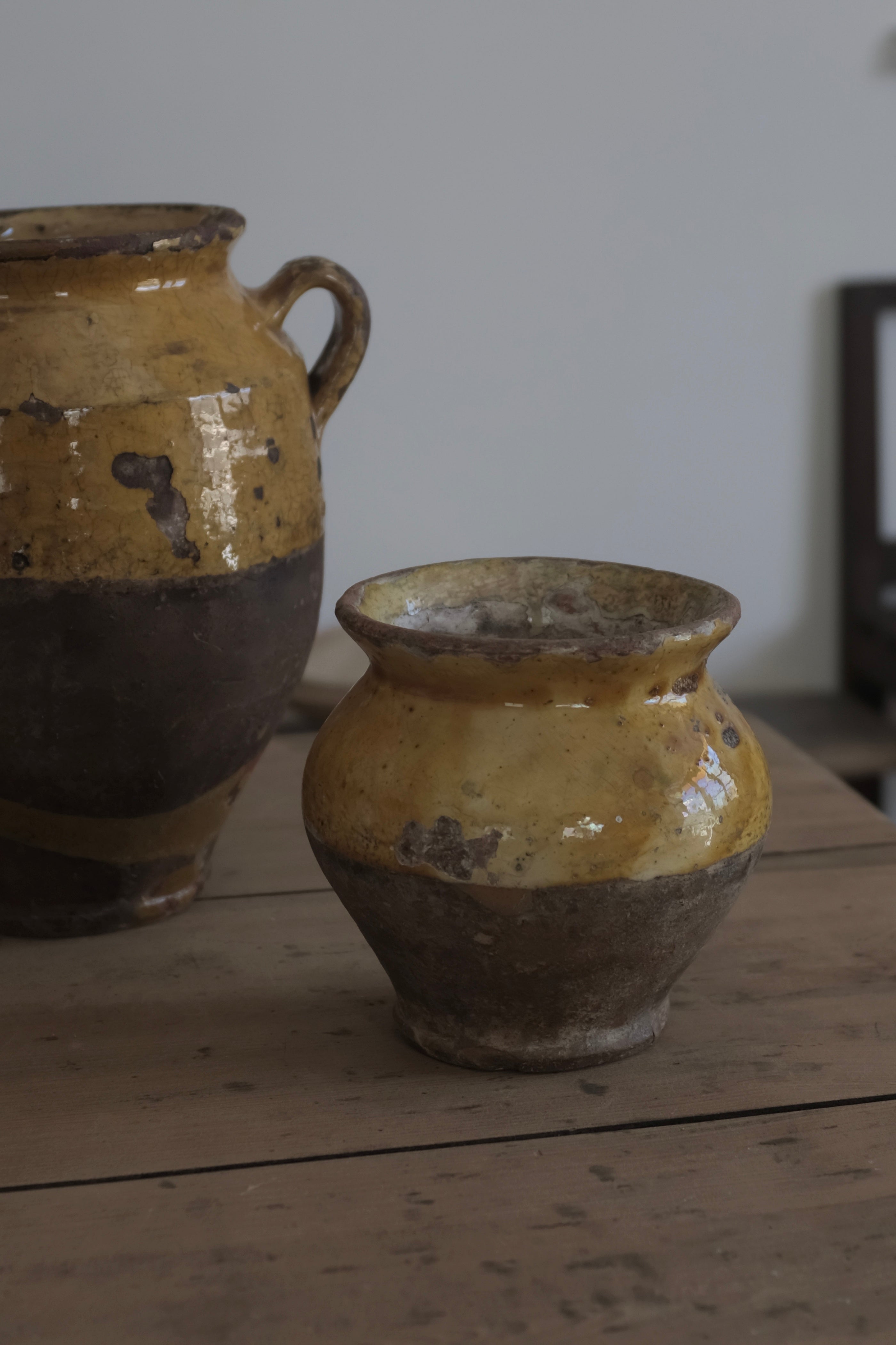 French Antique Confit Pot / 南仏 黄釉 コンフィ ポット フランス