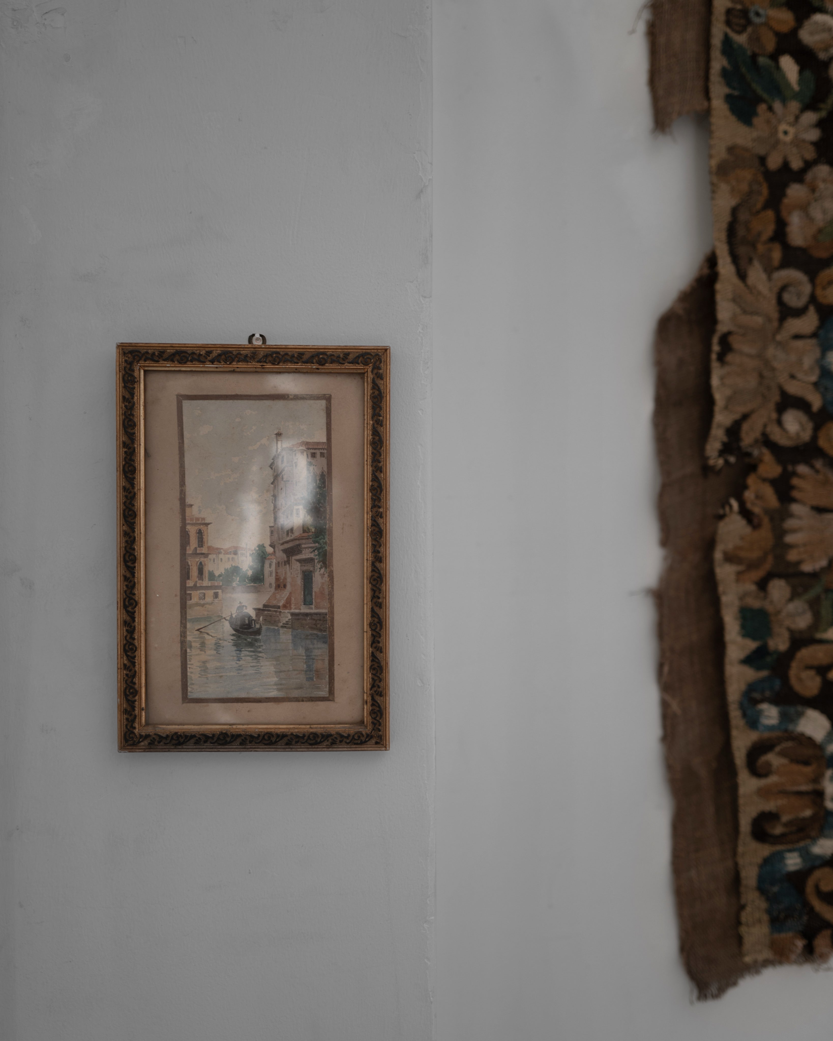 イタリア アンティーク ヴェネツィア運河 絵画