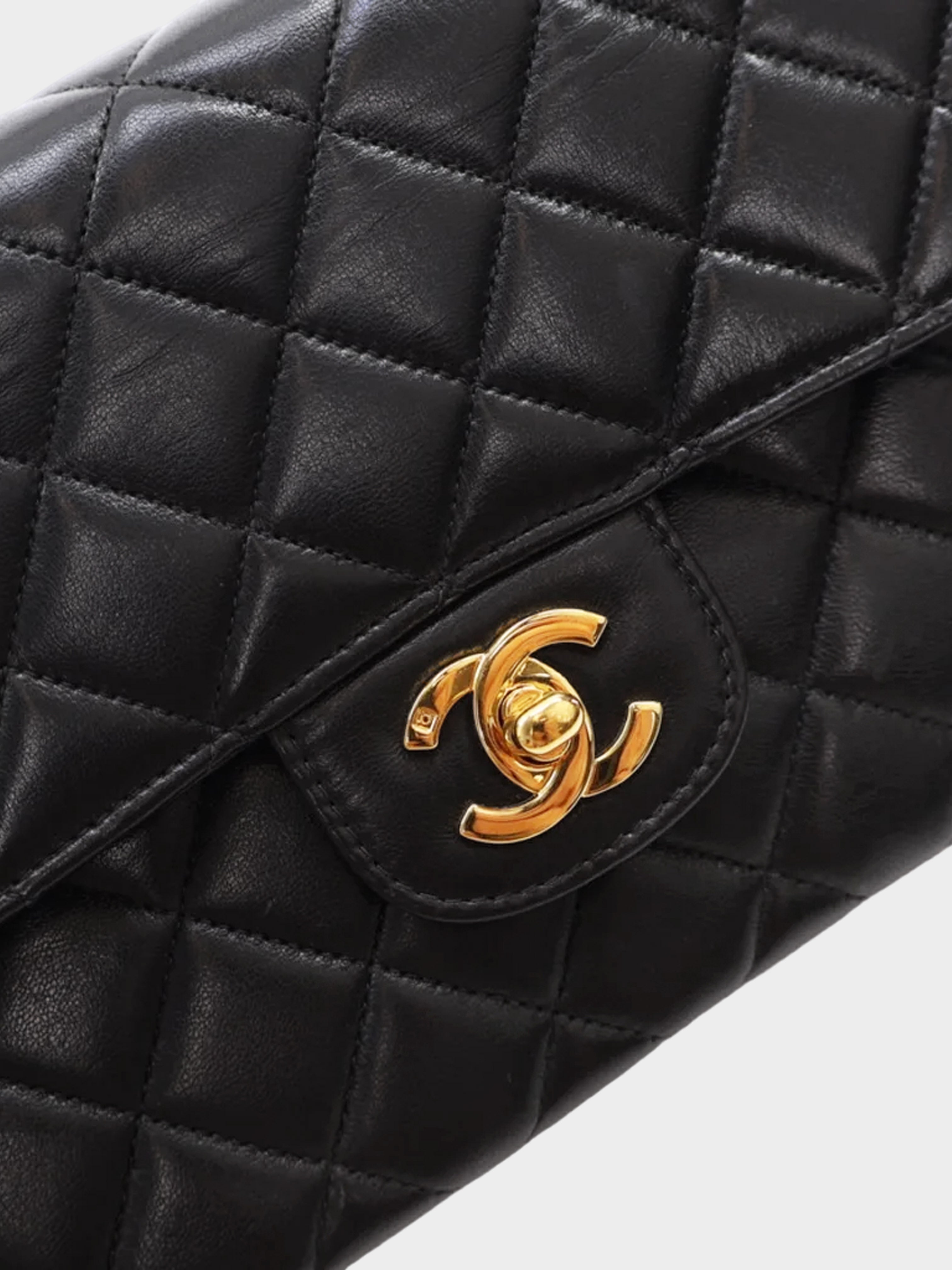 Chanel 1996-1997 Black Lambskin Vintage Top Handle Bag