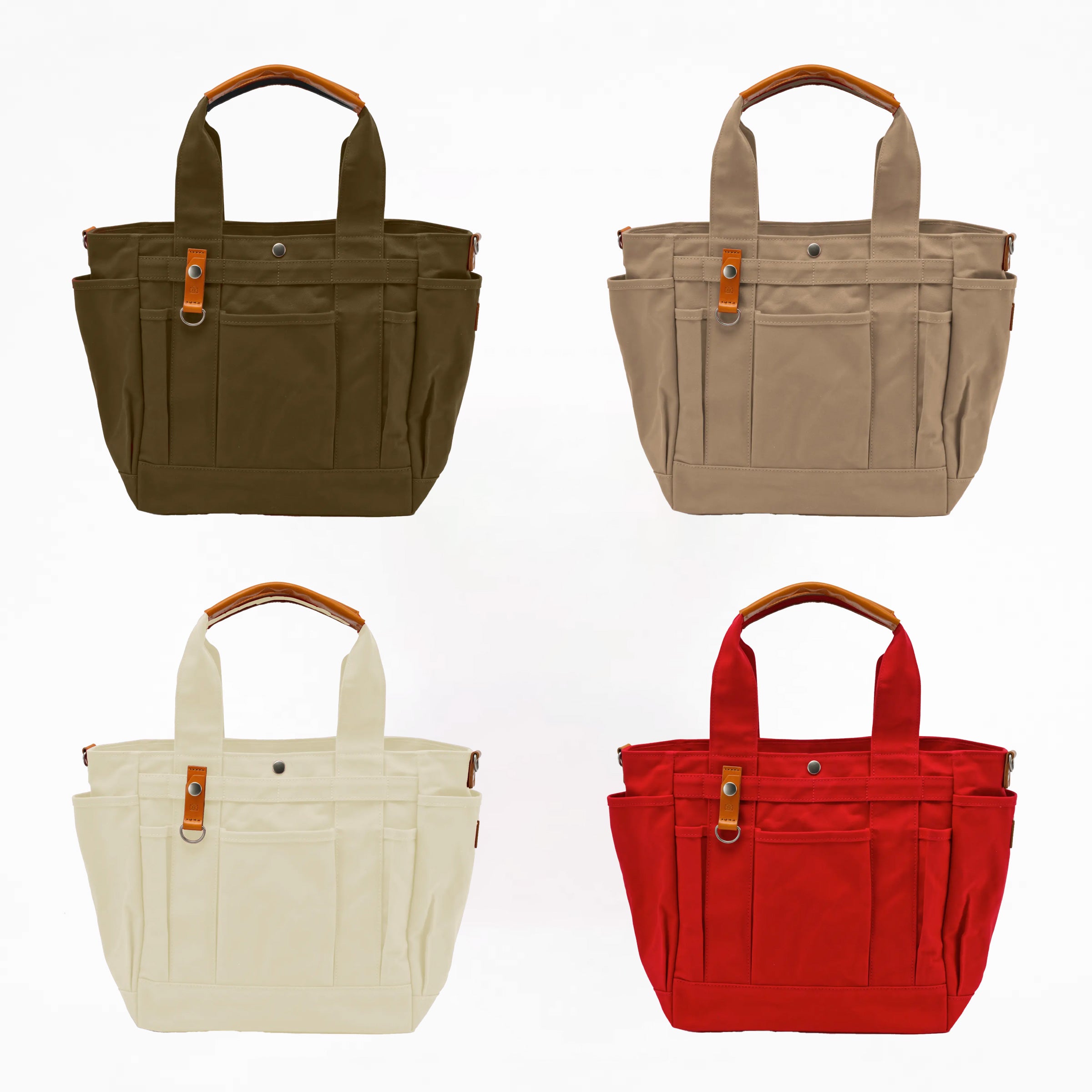 ポケットが沢山のガーデントート アーミーダック×栃木レザー grabe